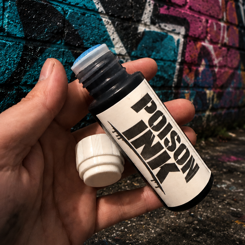 Poison Ink 50mL mercury chrome mop marker with 18mm nib for detailed art and calligraphy, displayed in the image.